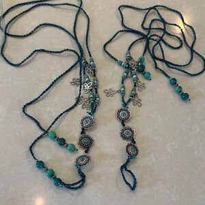 Beaded barefoot sandals.